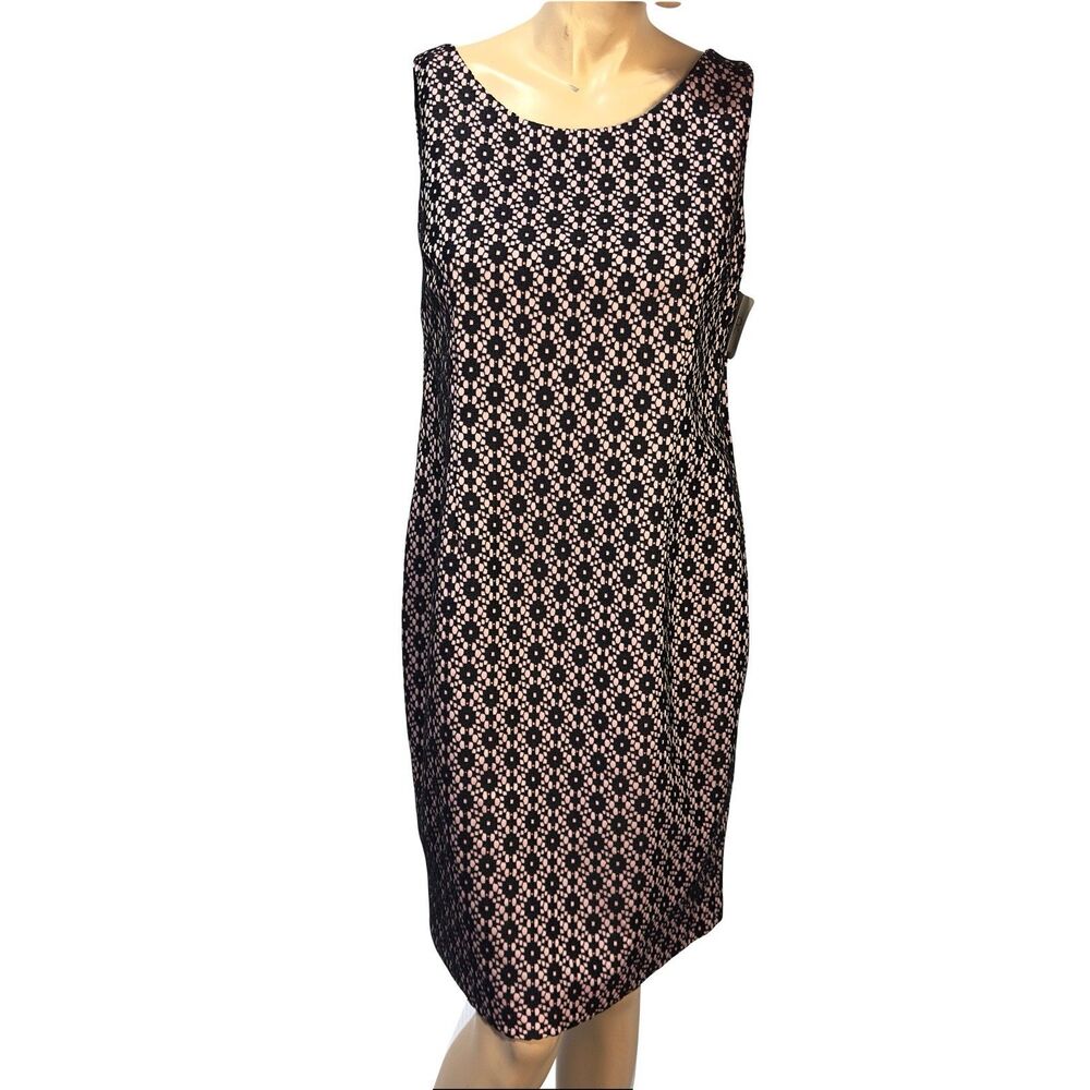 Kasper Dress Size 10 P Petite Sheath Sleeveless Lined Pink Black SNWT